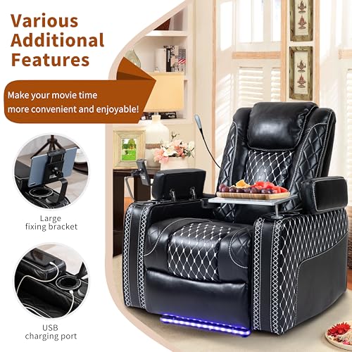 Sillón reclinable eléctrico piel color negro miniatura 4