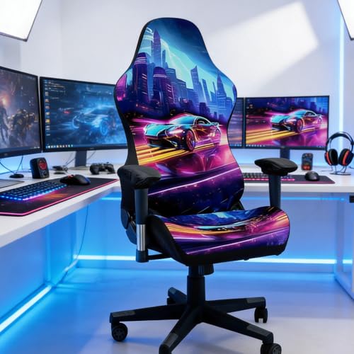 YancLife Gaming Stuhl Bezug Waschbar, Stuhlhussen mit Armlehnen Dehnbare Abnehmbar Stuhlhussen für Gamingstuhl, Computerstuhl, Gaming Setup Deko (Gaming Motif B)
