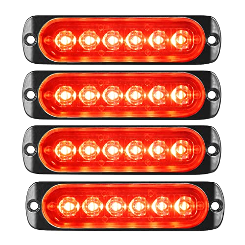 RIGIDON 4 Piezas 4.3 pulgada 6 led luz estroboscópica emergencia, 12v 24v faros antiniebla barras de luz led para trasera off road camión, coche, ATV, SUV, 4x4, barco, impermeable IP67 rojo
