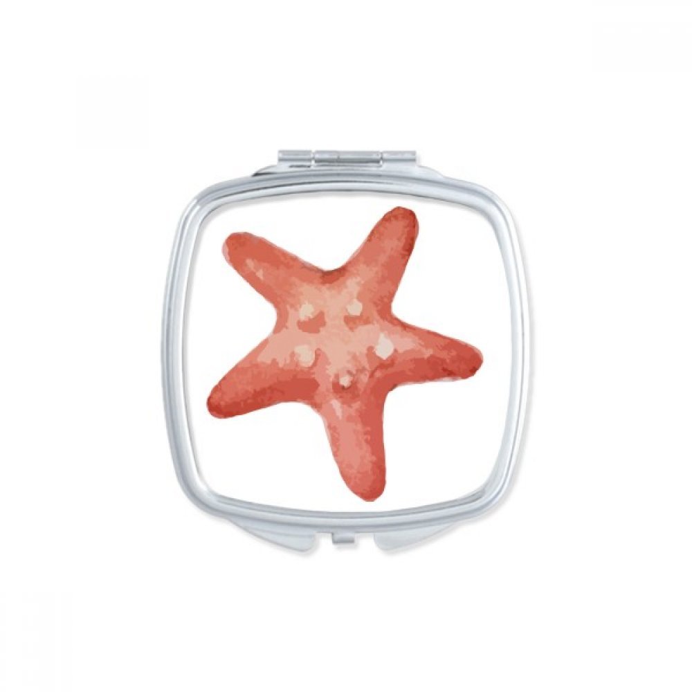 Miroir de maquillage compact bleu marine carré illustration vie marine DIYthinker