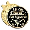 GEYGIE I Like Big Put and I Cannot Lie Black Gold Golf Ball Marker with Magnetic Hat Clip, Golf Accessories for Men Women, Golf Gift for Men Women Golfer, Birthday Retirement Gift for Golf Fan(GHC105)