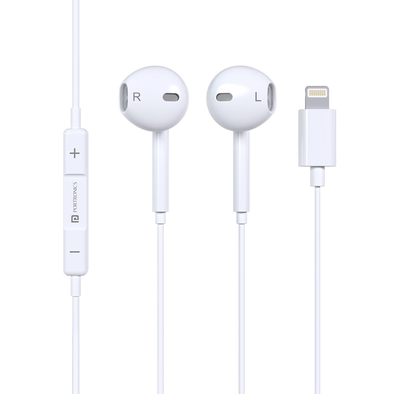 Portronics Conch 40 in-Ear Wired Earphone with 8-Pin Charging Port, Powerful Audio, Built-in Microphone, Tangle Resistant Cable(White) (B09HXXXYX8) Amazon Price History, Amazon Price Tracker