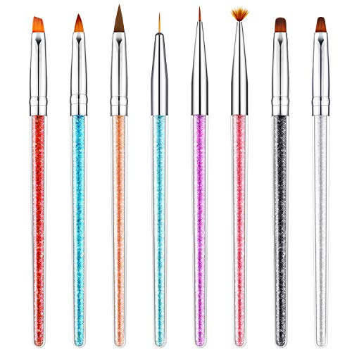 8 Pieces Nail Art Brushes Dotting Drawing Detailing Brushes Nail Pen Designer UV Gel Nail Painting Brushes Tools for Nail Art Crafts Decorations