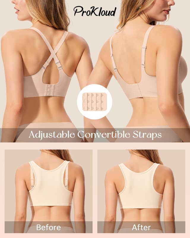 Image of ProKloud Bras for Women No Underwire Wireless Jelly Bras Full Coverage Seamless Push Up Bralettes Support Tshirt Bra