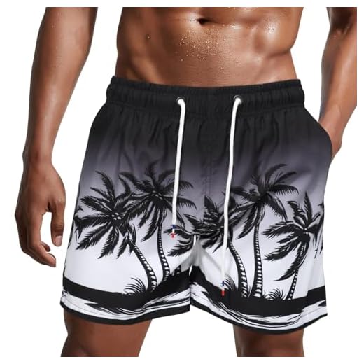Danfiki Herren Badehose Schnelltrocknend Badeshorts Kurzen Strandhose Sporthose Schwimmhose mit Meshfutter
