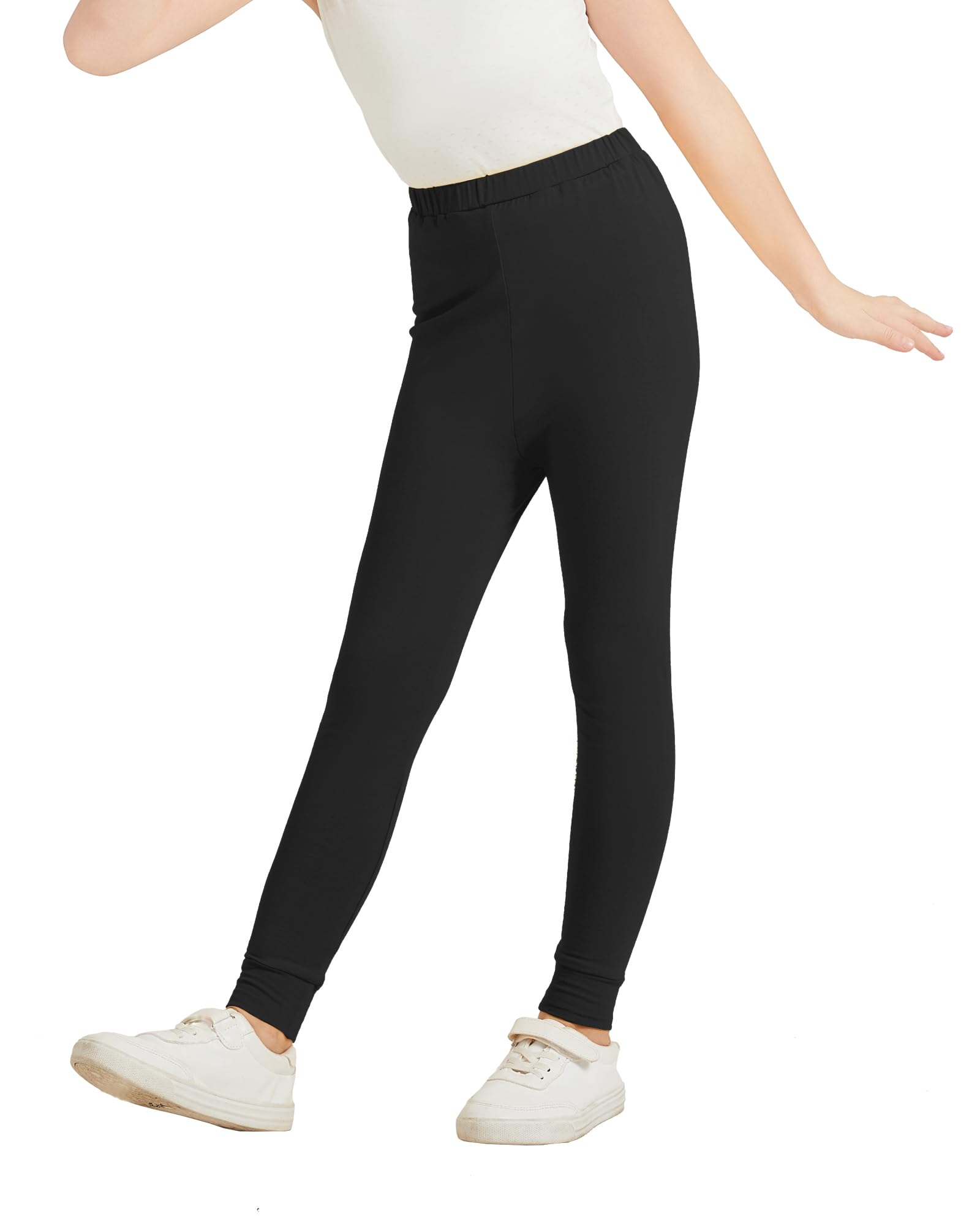 Dreammonkey Girls' Basic Soft Leggings Kids Full Length Tights Cotton Stretchy Layering Pants for Toddler to Youth 3-12 Years