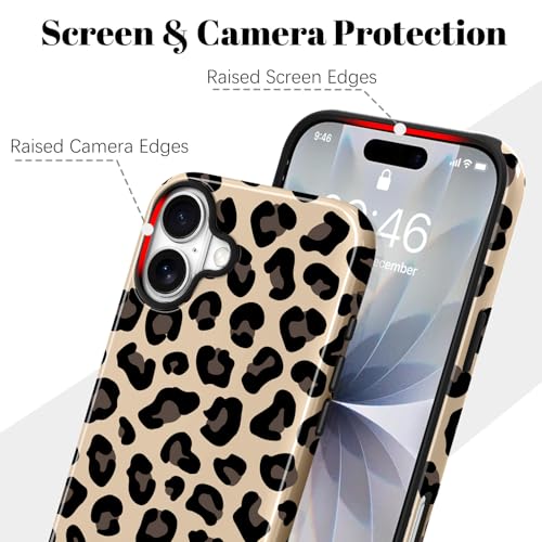 Image of Magnetic for iPhone 17 Case for Women Men, Brown Leopard | Cool Cheetah Pattern Design [Compatible with MagSafe] 2-Layer Hybrid Shockproof Glossy Protective Cover