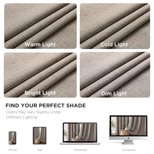 CUCRAF-100-Blackout-Window-Curtains-84-inches-Long-2-Panels-Set-Faux-Linen-Look-Thermal-Insulated-Grommet-Drapes-Room-Darkening-Curtain-for-Bedroom-Living-RoomW52-x-L84-Inch-Light-Khaki