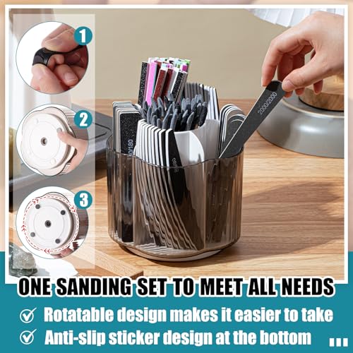 Lasnten LASNTEN-ROTATING HOLDER-01 131 Pcs Sanding Sticks Set 360 Degree Rotating Holder 40 Polishing Sticks 30 Sanding Twigs 60 Double Side Slanted Sanding Twigs thumb #4