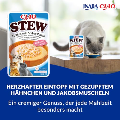 INABA Ciao Stew, Katzenfutter Nass mit Huhn und Jakobsmuscheln, 40g – Ansicht 2