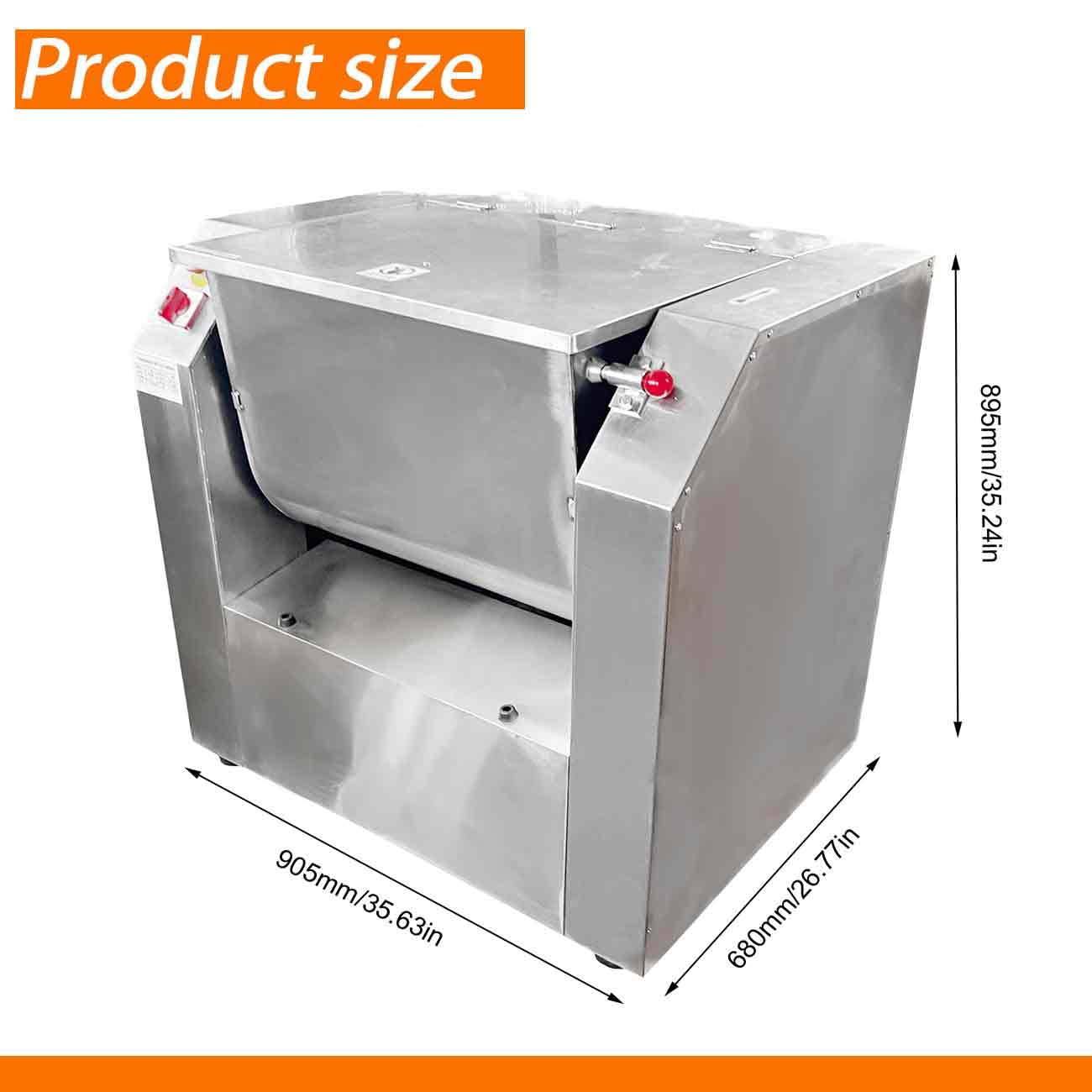 BEILOCKERY 50KG Commercial Electric Dough Mixer,3000W Food Mixer, 110V Heavy-Duty Dough Kneading Machine with Stainless Steel Dough Knife for Bakery, Restaurant