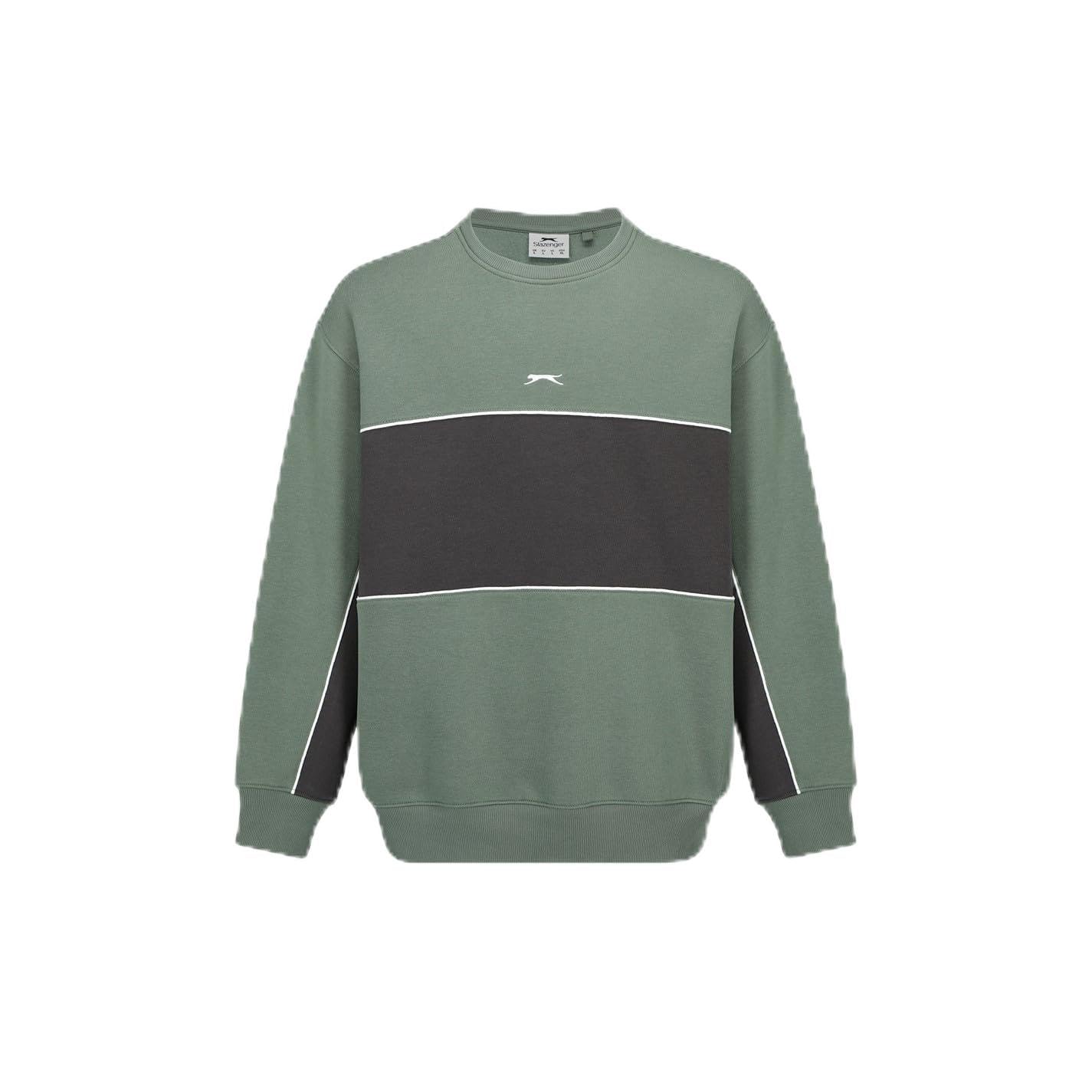 Slazenger Mens Fleece Sportswear Crew Sweat Long Sleeve Laurel/Grey M
