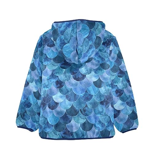 Navy Blue Mermaid Boys Fleece Hoody Jacket Zip Up Coat Warm Fall Winter Plush Jacket Long Sleeve Outerwear2