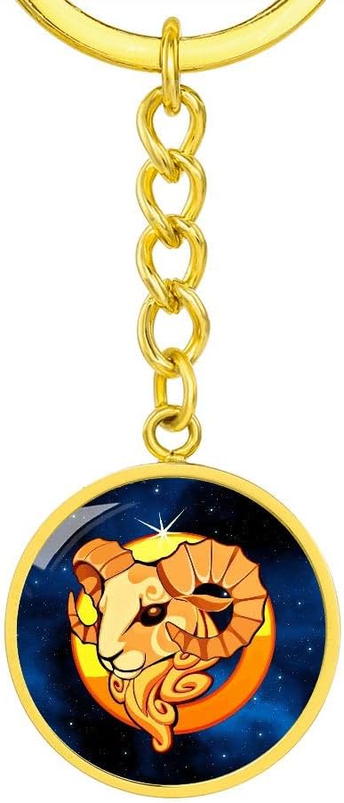 Zodiac Sign Aries - Luxury Keychain 18K Yellow Gold Finish