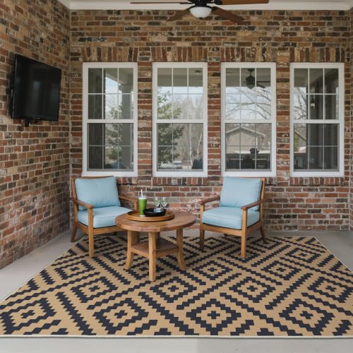Image of GENIMO Outdoor Rug, Waterproof Plastic Rugs for Patio, 5'x8' Black Cocoa