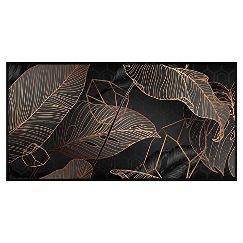 Moblinko Kitchen Rugs Gold Black Palm Leaves White Marble Bathroom Mat Non Skid Washable Standing Floor Mat Runner Carpet For Bathroom Home Office Farmhouse Laundry 39X 20 Inch #TOP6