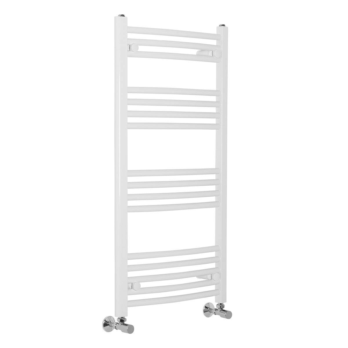 Warmehaus Contemporary Curved Bathroom Heated Towel Rail Radiator Rad 1000 x 500 - White