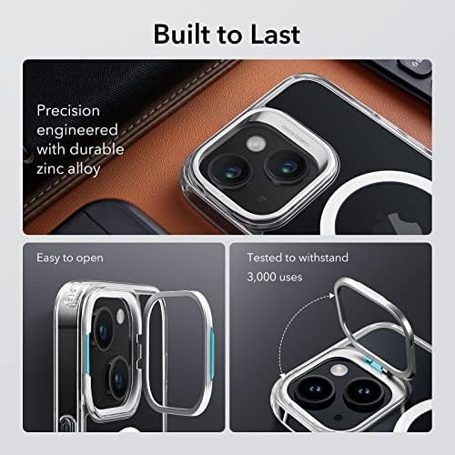 ESR Classic Kickstand Case with HaloLock Compatible with iPhone 14 Plus Case, MagSafe-Compatible Case with Stand, Military-Grade Protection, Built-In Camera Ring Stand, Scratch-Resistant Back, Clear