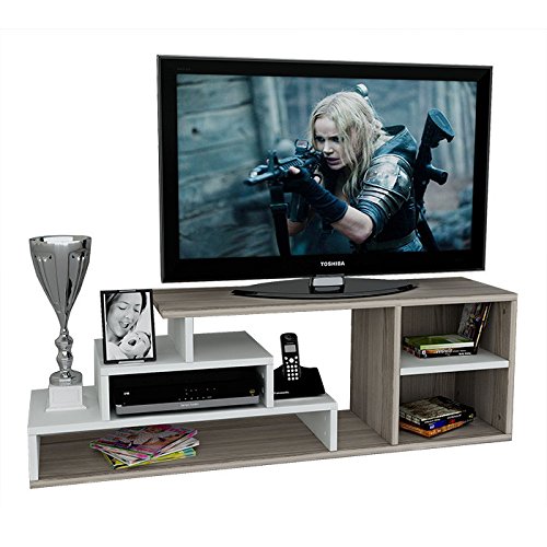 Homidea Luca Wohnwand - TV Lowboard - TV Board - Fernsehtisch in modernem Design (Weiß/Avola) Cover