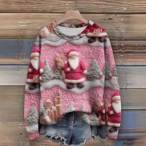 Ugly Christmas Sweaters for Women Cute Xmas Tree Reindeer Snowman Pullover Long Sleeve Crewneck Sweater4