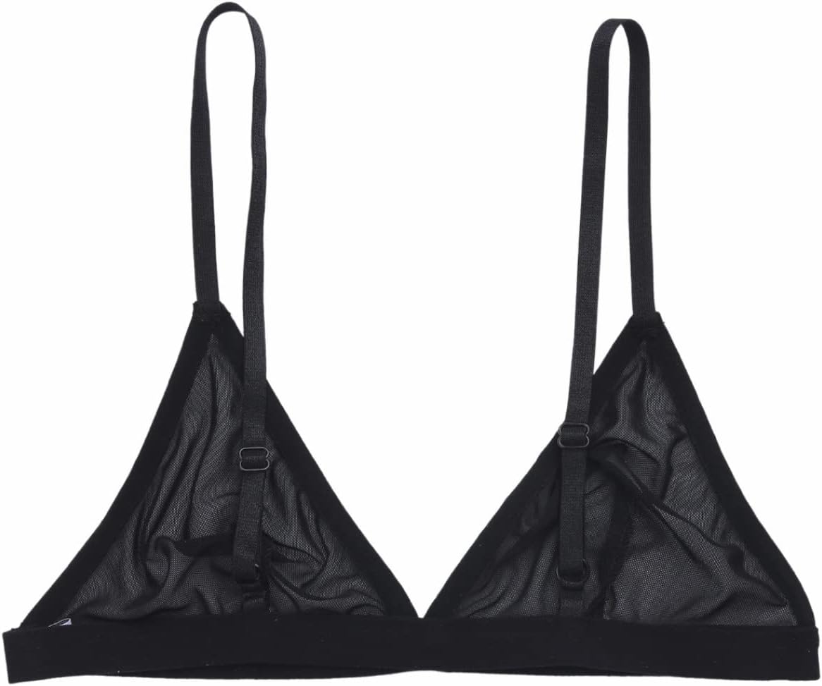Women's Mesh See Through Bra Tops Sheer Mesh Bralette Lingerie Low-Cut Tank Crop Tops