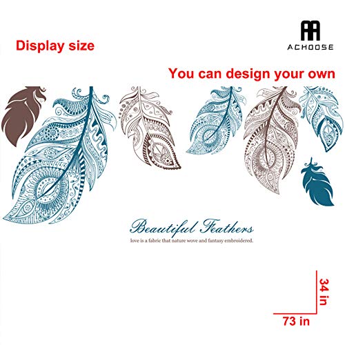 M Achoose Feathers Wall Decals Large Wall Stickers Peel And Stick Removable Decal Stick Diy Wall Art Murals Home Wall Decor For Bedroom Living Room Classroom Office Wall Decaoration #TOP1