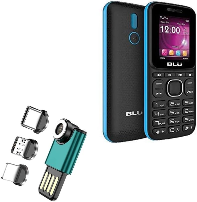 BoxWave Cable compatible con BLU Z4 Music - MagnetoSync Mini Adapter, cable de carga magnético USB Tipo-C Micro USB - Negro azabache