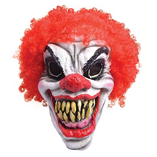 Multicolor Horror Clown Rubber Mask Foam With Red Hair 1 Pc. - Creepy & Lifelike Design Perfect for Halloween Costume Parties & More Halloween