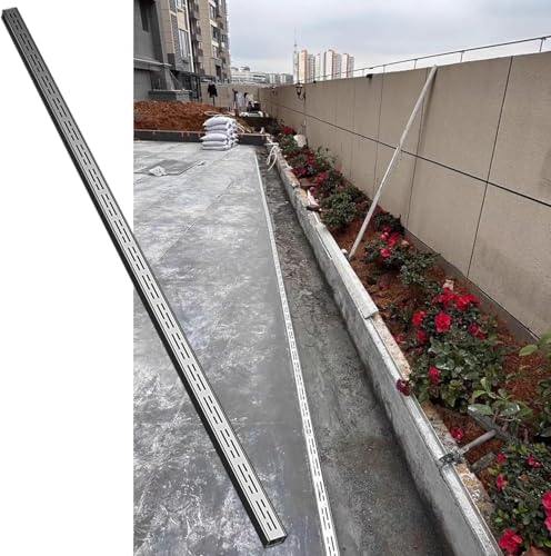 AVLLSO Canaleta de desagüe Canal Drenaje Acero INOX 50-100mm - Jardín & Terraza (2m) con Rejilla(WxH-7x3cm/2.7x1.2in)