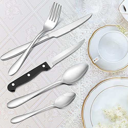 Herogo Cutlery Set, 30 Piece Stainless Steel Flatware Set with Steak Knives, Tableware Silverware with Spoon Knife and Fork Set, Service for 6 People, Mirror Polished, Dishwasher Safe - Image 6