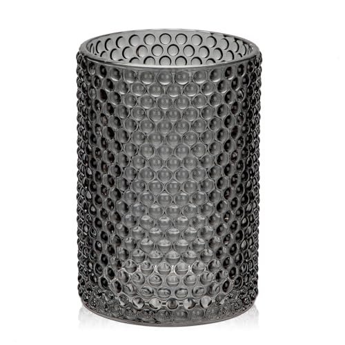 Hollyone Jarrón de cristal negro de 14 cm para flores, moderno jarrón de cristal para decoración del hogar, jarrón decorativo para bodas, chimenea, fiesta, mesa, centro de mesa, estante, sala de