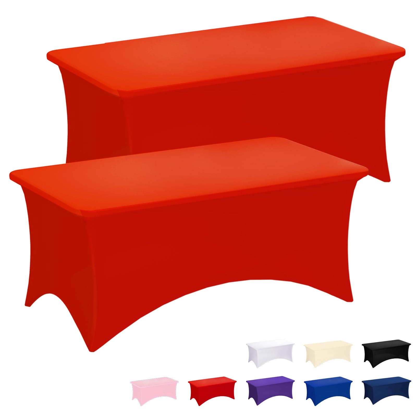 Black Tablecloths - 2 Pack 6FT Fitted Covers -10 Black Tablecloths - 2 Pack 6FT Fitted Covers -10