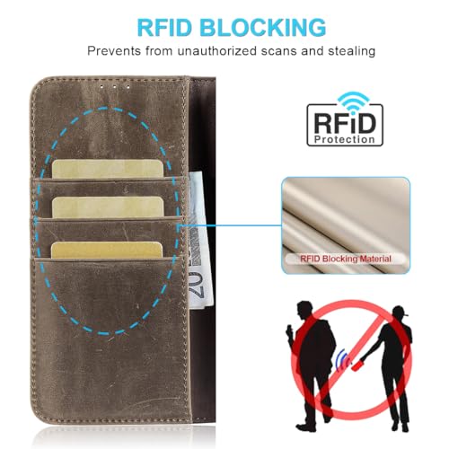 Coque Samsung A17 en cuir véritable gris brun LENSUN - 2