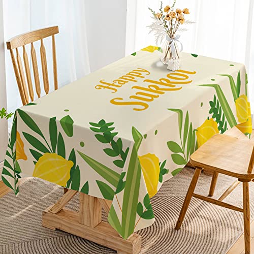 Hafangry Sukkot Tablecloth Sukkah Decoration Etrog Lulav Jewish Holiday Supplies Rectangular Kitchen Dining Room Home Table Cloth (60