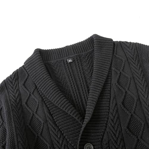 Men's Twisted Sweaters Cardigan Cable Knit Buttons Cardigans for Men Ribbed Cardigan Sweater with Pockets2