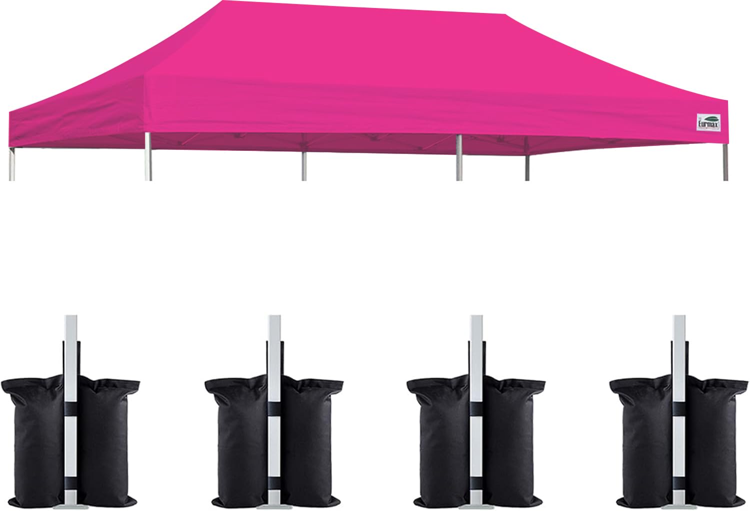 Eurmax USA 10x20 Pop Up Canopy Replacement Top,Universal Instant Canopy Cover ONLY,Heavy Duty UPF 50+ UV Protection,Water &amp; Wind Resistant Tarp,30+ Colors Available,Bonus 4 Sand Bags (Pink)