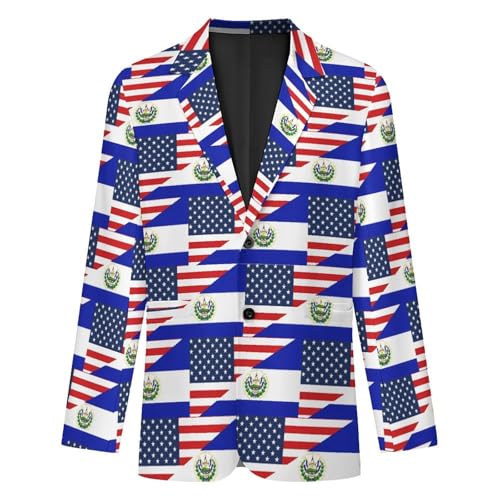 U.S. and El Flag Mens Suit Jacket Lapel Blazers V Neck Button Business Coat Tuxedo for Wedding Party4