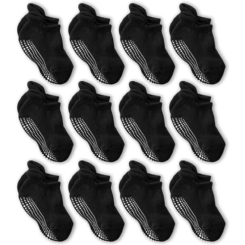 Image of LA ACTIVE Non Slip Grip Ankle Boys and Girls Socks with Non Skid for Babies Toddlers and Kids Back to School