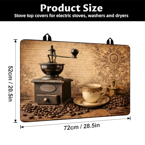 Image of BVBOX 28.5 inch x 20.5 inch Stove Top Cover Mat for Electric Stove, Non-Slip Stove Cooktop Countertop Protector Cover Pad Washable Absorbent for Kitchen Home Decoration (Vintage Coffee, 28.5 inch*20.5 inch)
