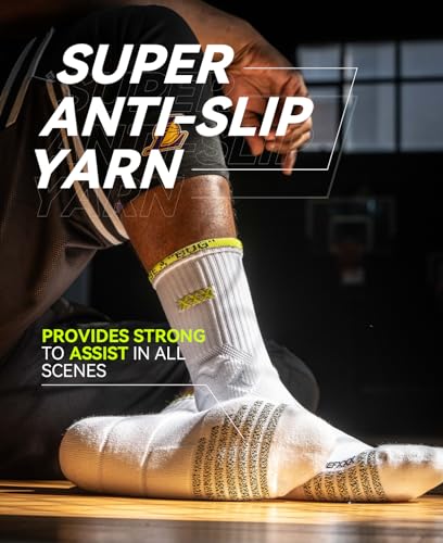 Basketball Socks for Men, Performance Cushioned Men's Athletic Crew Socks with Anti-Slip | Player Edition ProX |2