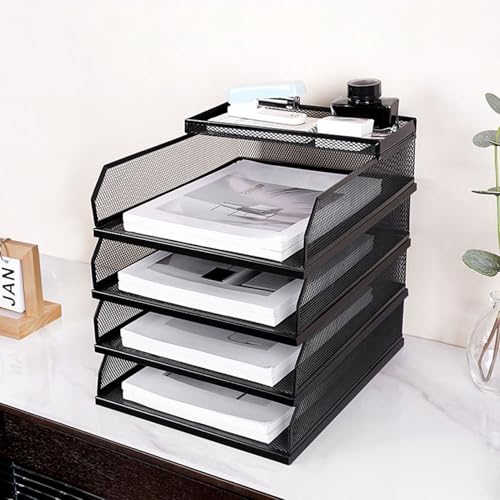 Vassoio portadocumenti impilabile in rete metallica per notebook e documenti Slish Desk Sto Rack efficiente porta carta per uso domestico e ufficio