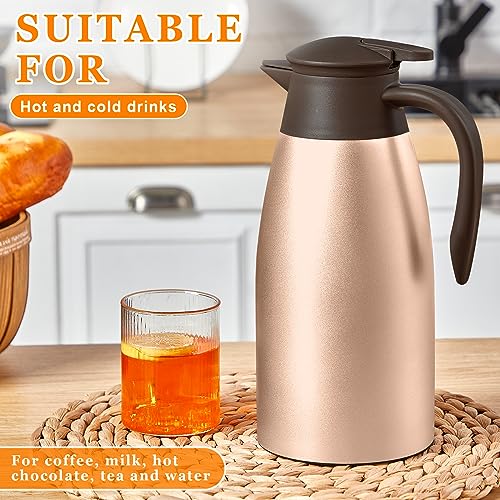Image of Norme 2 Pcs Thermal Coffee Carafe Insulated Stainless Steel Coffee Carafe for Hot Liquid Vacuum Thermal Pot Creamer Pitcher Dispenser with Brushes Keeping Hot Water Milk(Rose Gold)