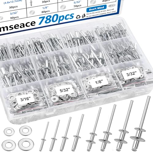 Smseace CA-SM-31-1 780Pcs Silver Pop Rivets cover