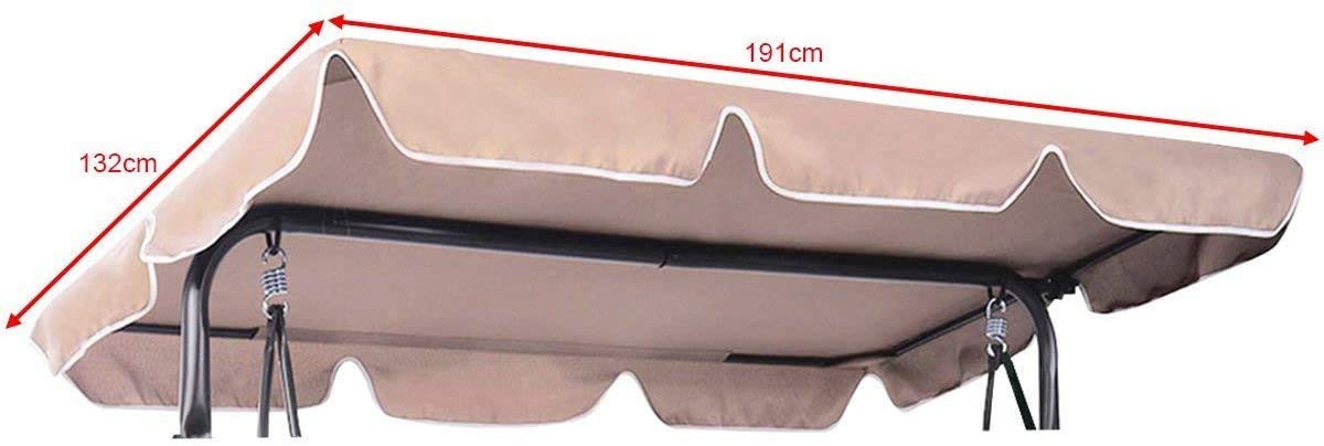 190x132x15cm Hollywoodschaukel Ersatzbezug Sonnendach Ersatzdach Gartenschaukel Gartenliege 3-Sitzer (Beige)