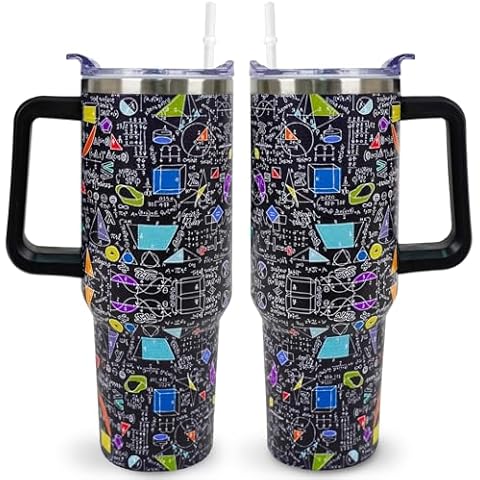 muanns Math Teacher Gift Women Men Math Teacher Tumbler Math Coffee Mug 40Oz Teachers Cup with Lid and Straw - Stainless Steel Insulated Water Bottle - Christmas Teachers Day Gifts for Teacher Cover