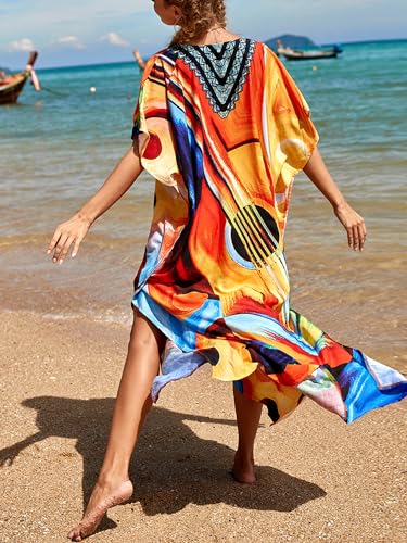 Image of Kaftan Dresses for Women Plus Size Summer Beach Dress with Print and Swim Cover Ups