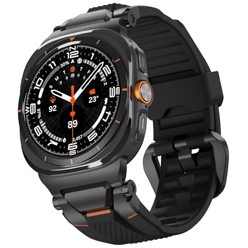 ULTIMAL Watch Band for Samsung Galaxy Watch Ultra 47mm (2025/2024) Compatible with Samsung Watch Strap Bands for Men Sport Bands for Watch Rugged Premium TPU & Metal (Black+Black)