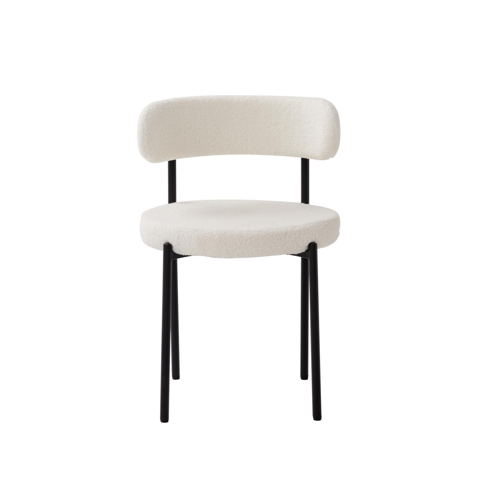 Set di 4 Sedie da Pranzo, Sedia Imbottita in Velluto Teddy, Adatta per Sala da Pranzo, Soggiorno, Camera da Letto, Sala Conferenze - Bianco