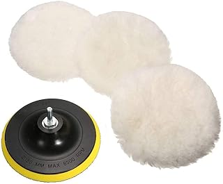 VOANZO Polishing Buffer Pads, 6 inch Car Polishing Bonnets Lambs wool, Buffer Pads Kits with M16 Drill Adapter Pack Of 5Pcs