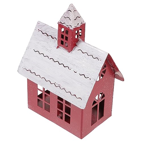 Cabilock Metal Village House Candle Holder Christmas Table Ornament Elegant Desktop Decor for Home Office Holiday Celebrations Xmas House Accent for Festive Atmosphere